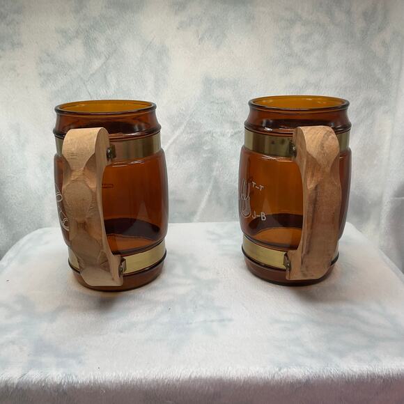 VTG Siesta Ware Amber Brown Cowboy Barrel Beer Mug Wood Handle 2 - Picture 6 of 14